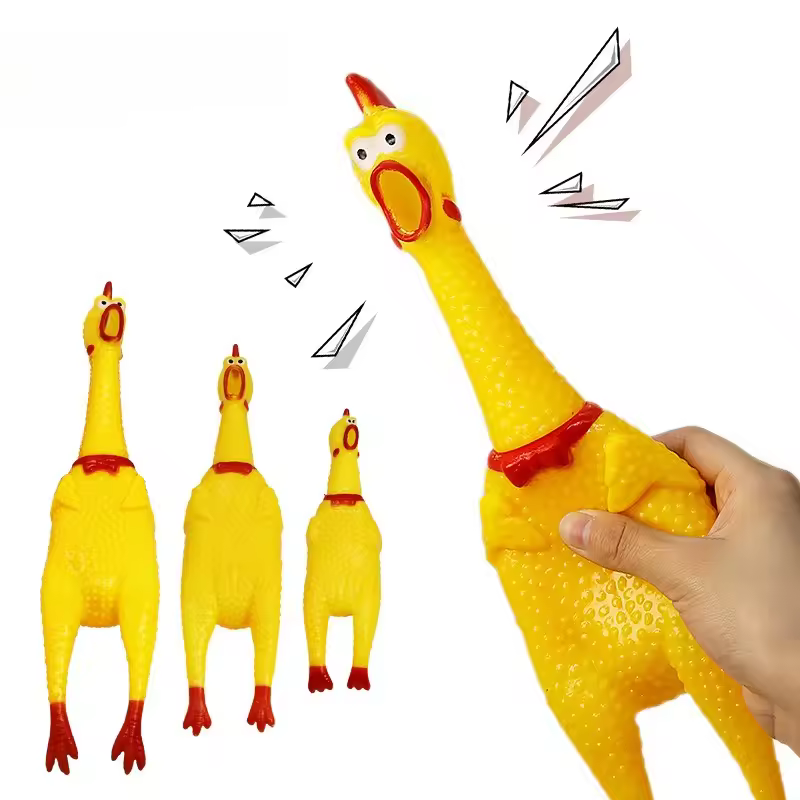 Screaming Chicken Dog Toys,Yellow Rubber Squaking Chicken Toy Novelty and Durable Rubber Chicken for Dogs,Rubber Chickens Value