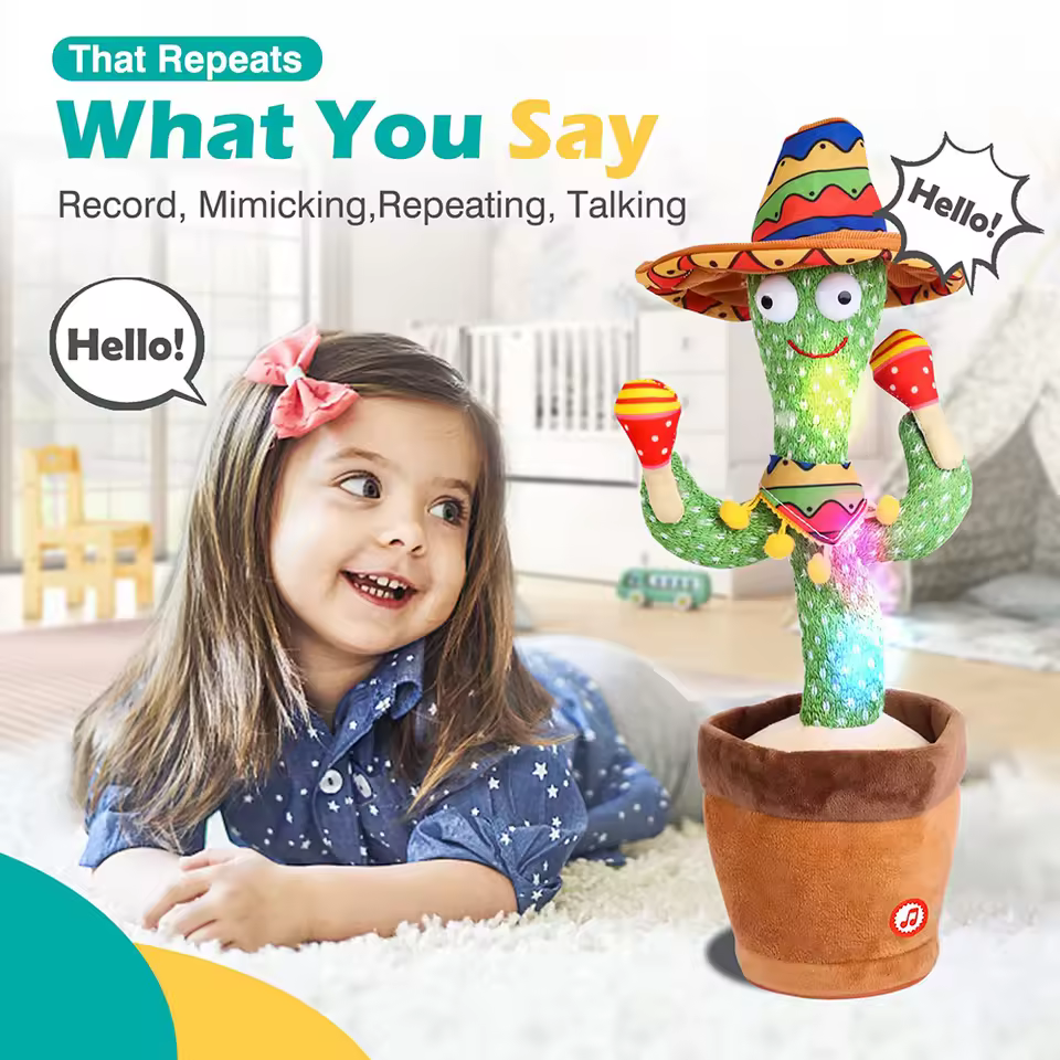 Talking Cactus Dancing Baby Toy Cactus Repeats What You say for Kids with English Songs Dancing Toy for Gift Toddle Girls Boys
